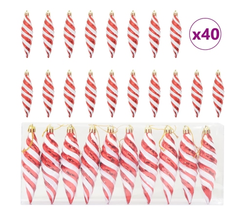 Ziemassvētku Koka Rotājumi 40 Pcs Sarkana Vidaxl