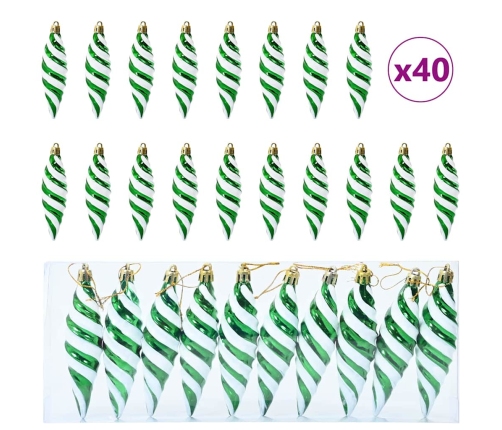 Ziemassvētku Koka Rotājumi 40 Pcs Zaļa Vidaxl