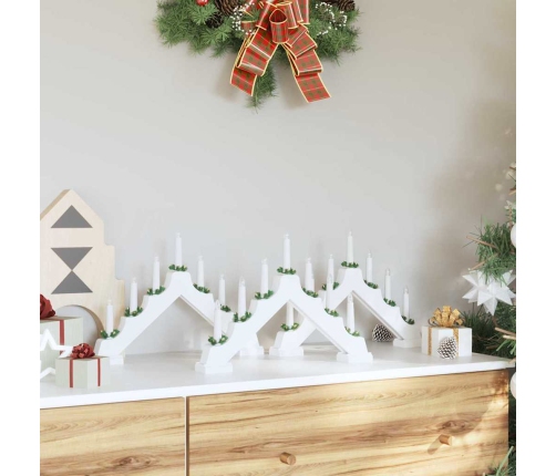 Ziemassvētku Sveču Tilts Su 7 Led 3 Pcs Balts 39.5 X 5 X 29 Cm Vidaxl