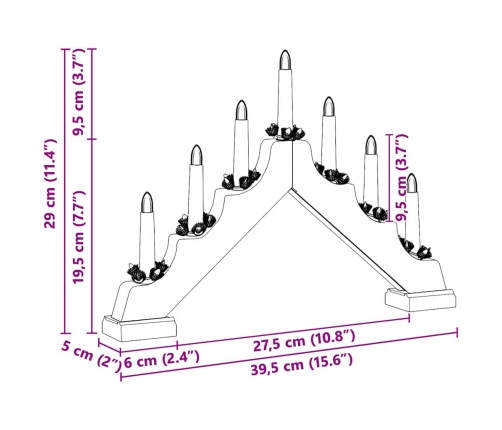 Ziemassvētku Sveču Tilts Su 7 Led 3 Pcs Balts 39.5 X 5 X 29 Cm Vidaxl