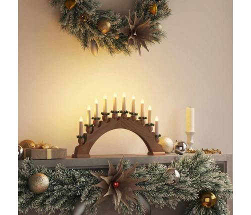 Ziemassvētku Sveču Arka Ar 10 Led Svecēm Brūna 47 X 5 X 29 Cm Vidaxl