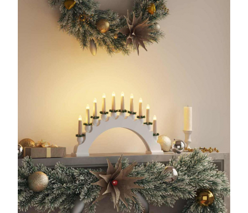 Ziemassvētku Sveču Arka Ar 10 Led Svecēm Balts 47 X 5 X 29 Cm Vidaxl