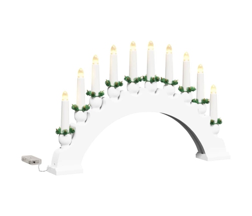 Ziemassvētku Sveču Arka Ar 10 Led Svecēm Balts 47 X 5 X 29 Cm Vidaxl