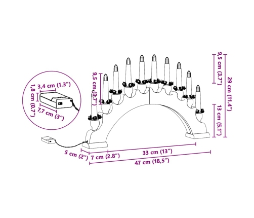 Ziemassvētku Sveču Arka Ar 10 Led Svecēm Balts 47 X 5 X 29 Cm Vidaxl