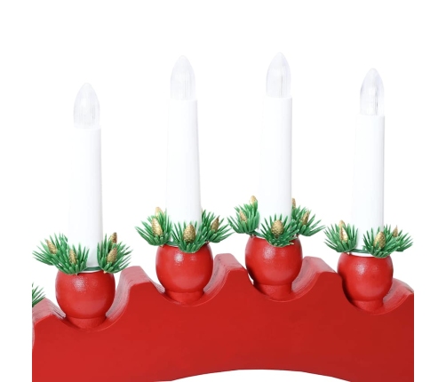 Ziemassvētku Sveču Arka Ar 10 Led Svecēm Sarkana 47 X 5 X 29 Cm Vidaxl