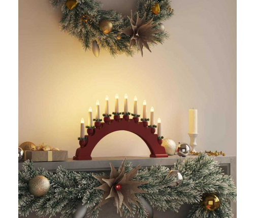 Ziemassvētku Sveču Arka Ar 10 Led Svecēm Sarkana 47 X 5 X 29 Cm Vidaxl
