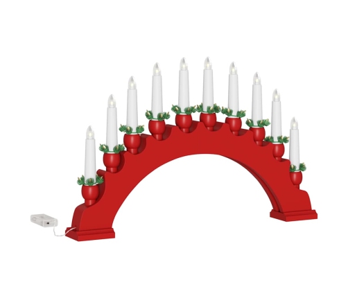Ziemassvētku Sveču Arka Ar 10 Led Svecēm Sarkana 47 X 5 X 29 Cm Vidaxl