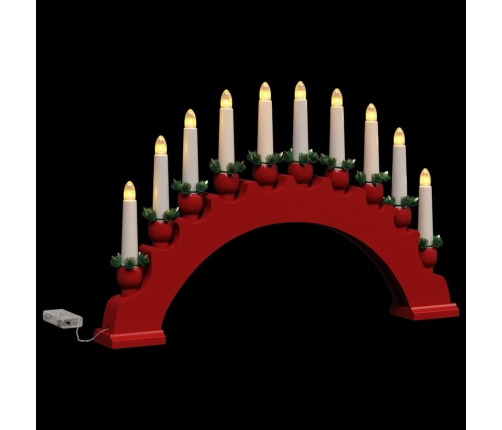 Ziemassvētku Sveču Arka Ar 10 Led Svecēm Sarkana 47 X 5 X 29 Cm Vidaxl