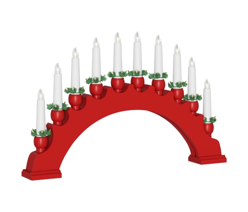 Ziemassvētku Sveču Arka Ar 10 Led Svecēm Sarkana 47 X 5 X 29 Cm Vidaxl