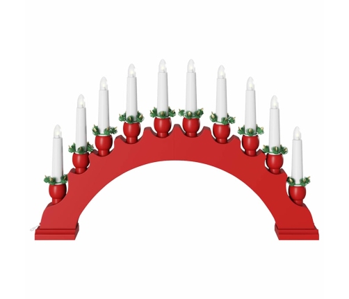 Ziemassvētku Sveču Arka Ar 10 Led Svecēm Sarkana 47 X 5 X 29 Cm Vidaxl