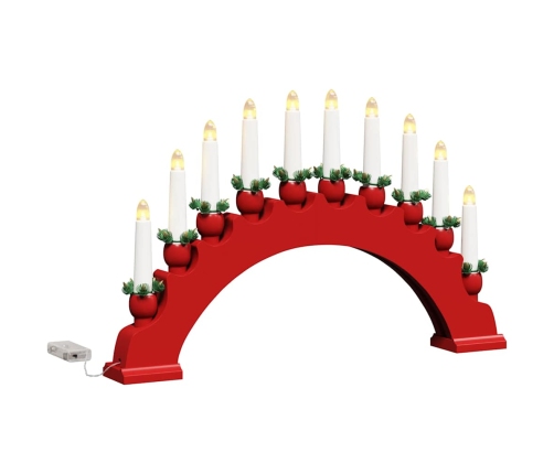 Ziemassvētku Sveču Arka Ar 10 Led Svecēm Sarkana 47 X 5 X 29 Cm Vidaxl
