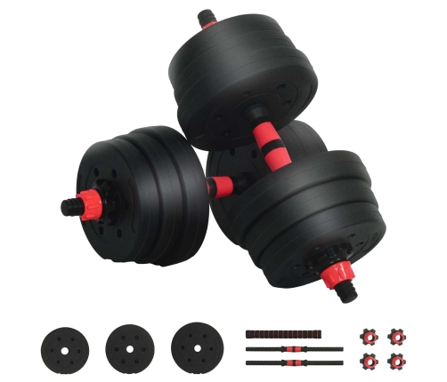 2-In-1 Hanteles Komplekts Melns Un Sarkans 121 X 19,5 X 19,5 Cm Vidaxl