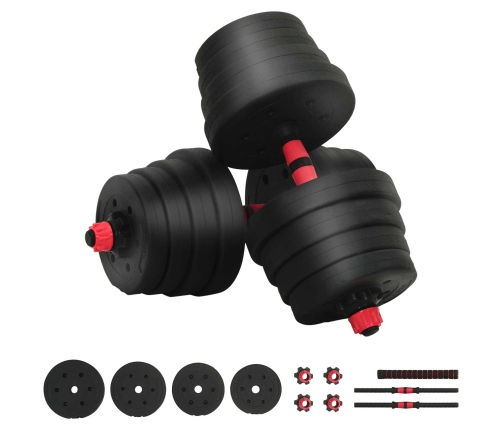 2-In-1 Hanteles Komplekts Melns Un Sarkans 121 X 19,5 X 19,5 Cm Vidaxl