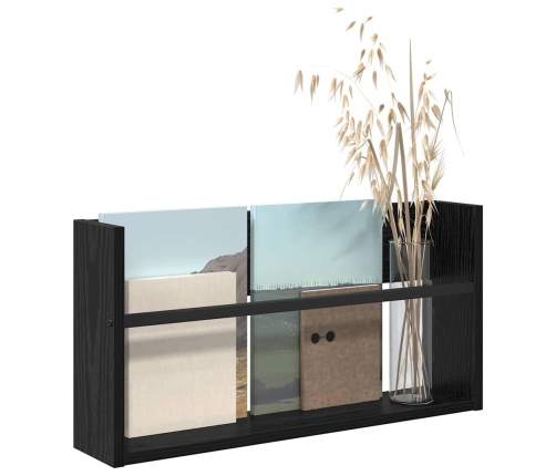 Žurnālu Statīvs Ar Plauktu Melns Ozolkoks 60 X 12 X 30 Cm Vidaxl