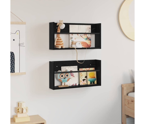 Žurnālu Statīvs Ar Plauktu 2 Pcs Melns Ozolkoks 60 X 12 X 30 Cm Vidaxl