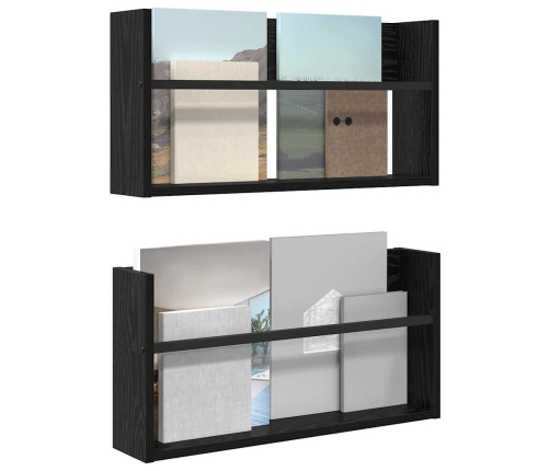 Žurnālu Statīvs Ar Plauktu 2 Pcs Melns Ozolkoks 60 X 12 X 30 Cm Vidaxl