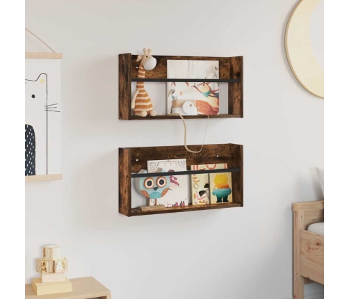 Žurnālu Statīvs Ar Plauktu 2 Pcs Dūmaka Ozols 60 X 12 X 30 Cm Vidaxl