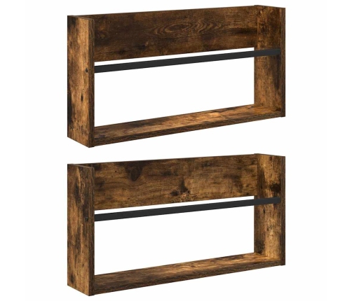 Žurnālu Statīvs Ar Plauktu 2 Pcs Dūmaka Ozols 60 X 12 X 30 Cm Vidaxl