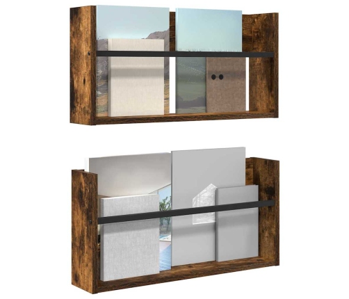 Žurnālu Statīvs Ar Plauktu 2 Pcs Dūmaka Ozols 60 X 12 X 30 Cm Vidaxl