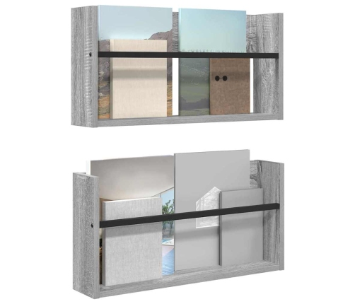 Žurnālu Statīvs Ar Plauktu 2 Pcs Pelēks Sonoma 60 X 12 X 30 Cm Vidaxl