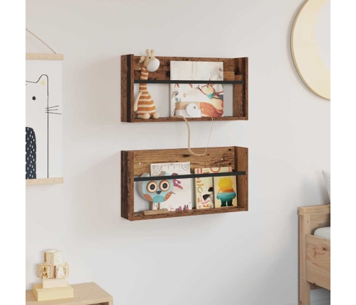 Žurnālu Statīvs Ar Plauktu 2 Pcs Vecs Koks 60 X 12 X 30 Cm Vidaxl