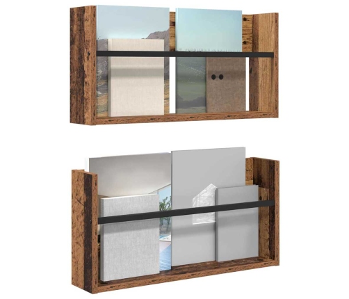 Žurnālu Statīvs Ar Plauktu 2 Pcs Vecs Koks 60 X 12 X 30 Cm Vidaxl