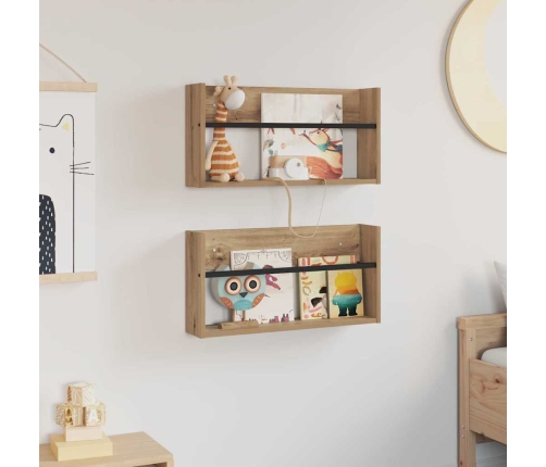 Žurnālu Statīvs Ar Plauktu 2 Pcs Artisānā Ozols 60 X 12 X 30 Cm Vidaxl