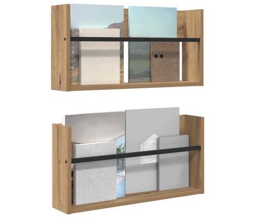 Žurnālu Statīvs Ar Plauktu 2 Pcs Artisānā Ozols 60 X 12 X 30 Cm Vidaxl