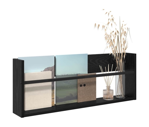 Žurnālu Statīvs Ar Plauktu Melns Ozolkoks 80 X 12 X 30 Cm Vidaxl