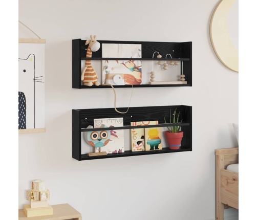 Žurnālu Statīvs Ar Plauktu 2 Pcs Melns Ozolkoks 80 X 12 X 30 Cm Vidaxl