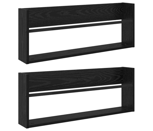 Žurnālu Statīvs Ar Plauktu 2 Pcs Melns Ozolkoks 80 X 12 X 30 Cm Vidaxl
