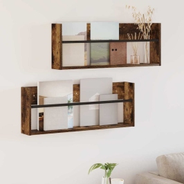 Žurnālu Statīvs Ar Plauktu 2 Pcs Dūmaka Ozols 80 X 12 X 30 Cm Vidaxl Žurnālu Statīvs Ar Plauktu 2 Pcs Dūmaka Ozols 80 X 12 X 30 Cm Vidaxl