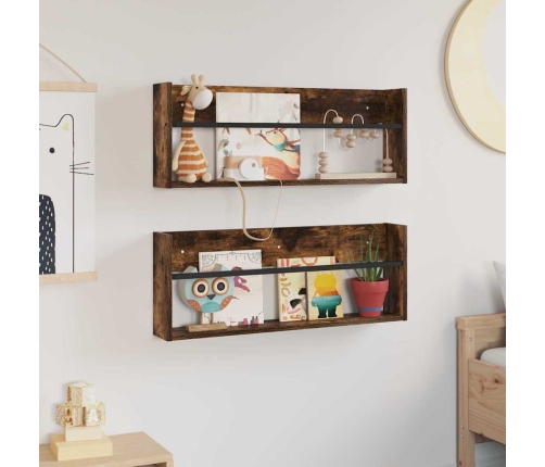 Žurnālu Statīvs Ar Plauktu 2 Pcs Dūmaka Ozols 80 X 12 X 30 Cm Vidaxl