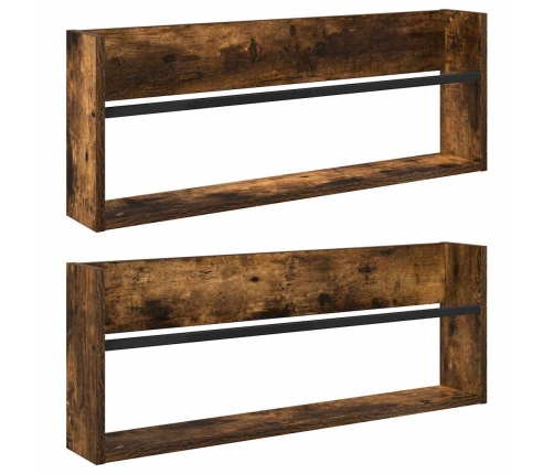 Žurnālu Statīvs Ar Plauktu 2 Pcs Dūmaka Ozols 80 X 12 X 30 Cm Vidaxl