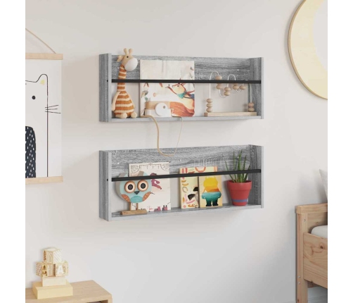 Žurnālu Statīvs Ar Plauktu 2 Pcs Pelēks Sonoma 80 X 12 X 30 Cm Vidaxl