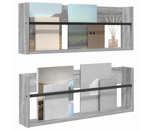 Žurnālu Statīvs Ar Plauktu 2 Pcs Pelēks Sonoma 80 X 12 X 30 Cm Vidaxl