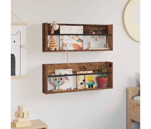 Žurnālu Statīvs Ar Plauktu 2 Pcs Vecs Koks 80 X 12 X 30 Cm Vidaxl