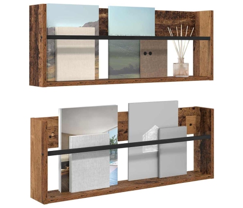 Žurnālu Statīvs Ar Plauktu 2 Pcs Vecs Koks 80 X 12 X 30 Cm Vidaxl