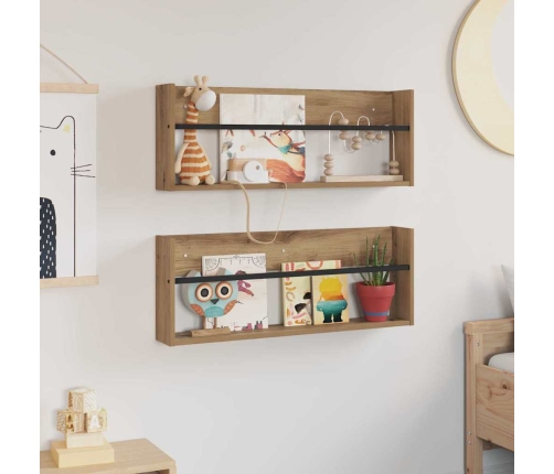 Žurnālu Statīvs Ar Plauktu 2 Pcs Artisānā Ozols 80 X 12 X 30 Cm Vidaxl