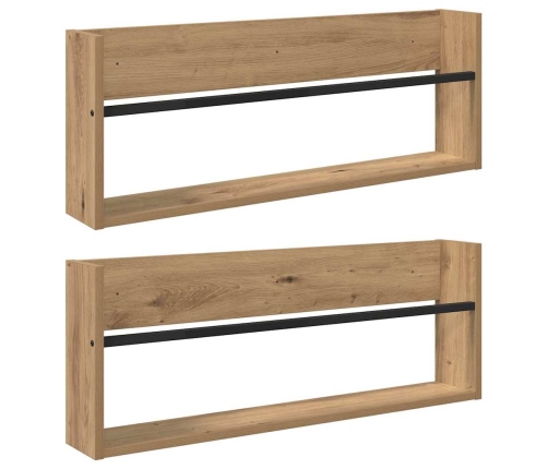 Žurnālu Statīvs Ar Plauktu 2 Pcs Artisānā Ozols 80 X 12 X 30 Cm Vidaxl