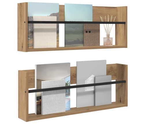 Žurnālu Statīvs Ar Plauktu 2 Pcs Artisānā Ozols 80 X 12 X 30 Cm Vidaxl