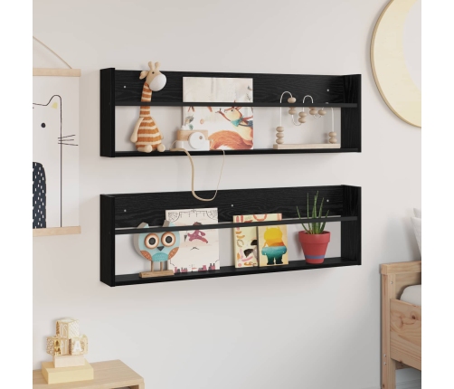 Žurnālu Statīvs 2 Pcs Melns Ozolkoks 100 X 12 X 30 Cm Vidaxl