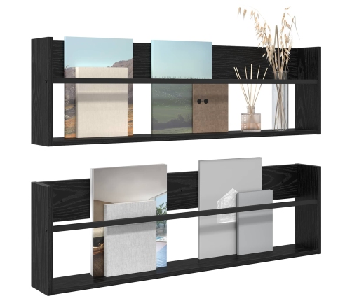 Žurnālu Statīvs 2 Pcs Melns Ozolkoks 100 X 12 X 30 Cm Vidaxl