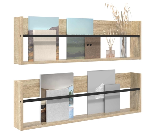 Žurnālu Statīvs Ar Plauktu 2 Pcs Sonoma Ozols 100 X 12 X 30 Cm Vidaxl