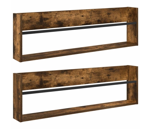 Žurnālu Statīvs Ar Plauktu 2 Pcs Dūmaka Ozols 100 X 12 X 30 Cm Vidaxl