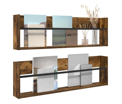 Žurnālu Statīvs Ar Plauktu 2 Pcs Dūmaka Ozols 100 X 12 X 30 Cm Vidaxl