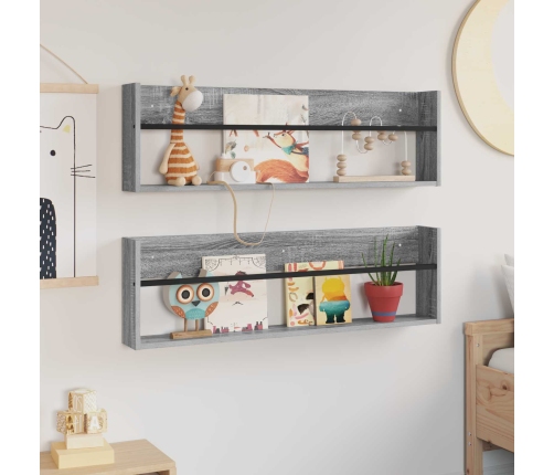 Žurnālu Statīvs Ar Plauktu 2 Pcs Pelēks Sonoma 100 X 12 X 30 Cm Vidaxl