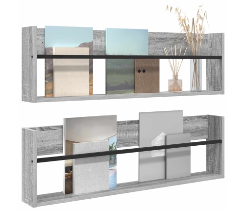 Žurnālu Statīvs Ar Plauktu 2 Pcs Pelēks Sonoma 100 X 12 X 30 Cm Vidaxl