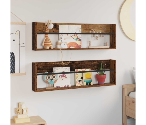 Žurnālu Statīvs Ar Plauktu 2 Pcs Vecs Koks 100 X 12 X 30 Cm Vidaxl