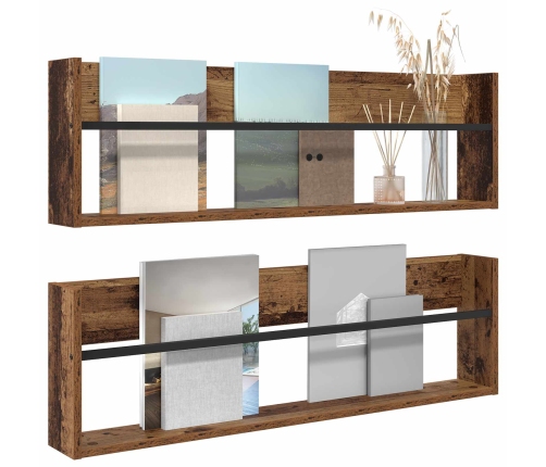 Žurnālu Statīvs Ar Plauktu 2 Pcs Vecs Koks 100 X 12 X 30 Cm Vidaxl